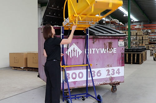 Liftmaster's Niftylift bin lifter has a full-swing motion