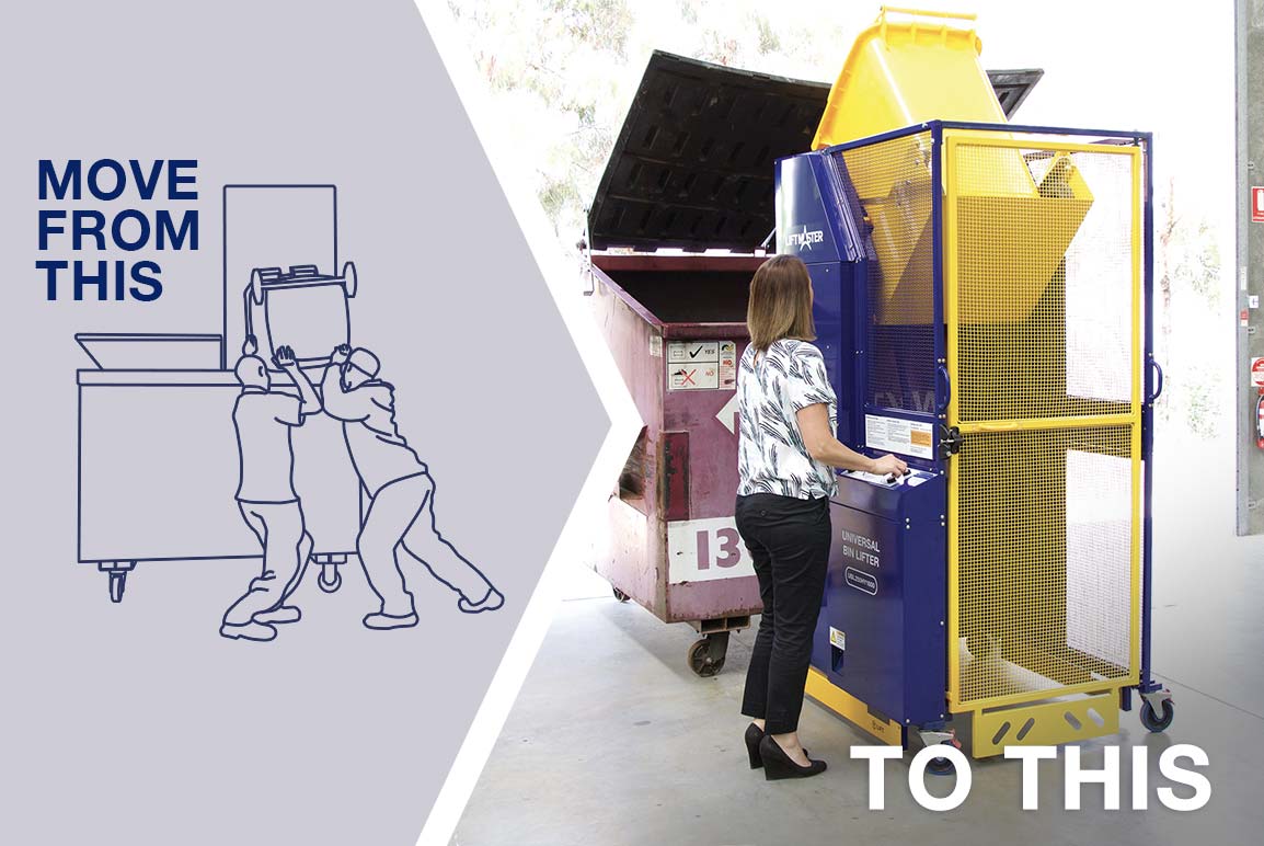 Lift safely and easily with a Liftmaster bin lifter