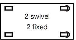 2 swivel 2 fixed