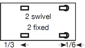 2 swivel 2 fixed