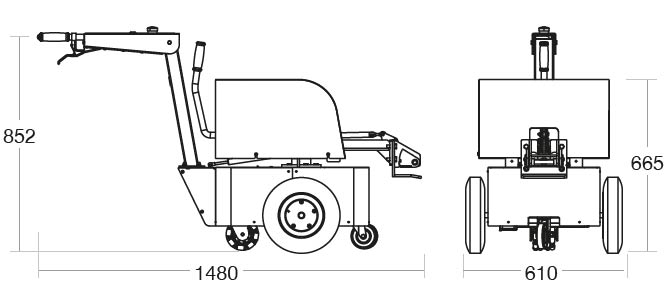 A diagram of the Tug Axis with its dimensions