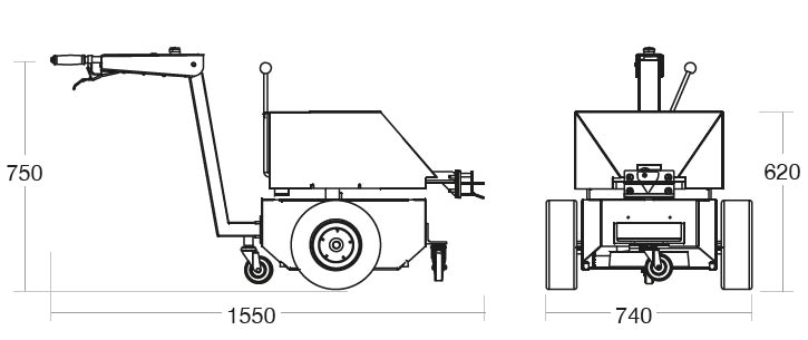 A diagram of the Tug Classic with its dimensions
