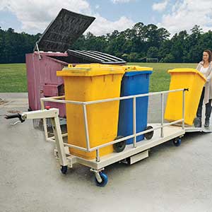 Powered bin trolley in a caravan park