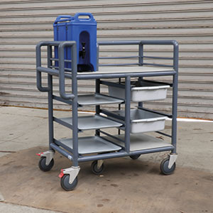 Multi-tier food tray service trolley