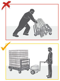 The right way to push an awkward load - use a powered tug