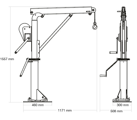 Strong Arm Hoist dimensions