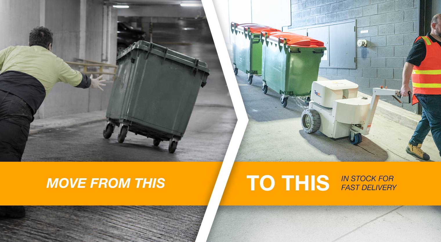 In Stock: Tug Rise 1T - Safely move bins on steep driveways